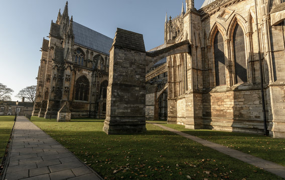 Flying Buttress of Lincoln Cathedral A, East Facade Gothic Architecture Photography