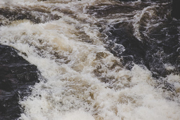 The spray of water