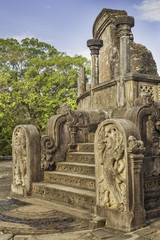 Fototapeta premium Tourists Climbing the Stairs to the Sigiriya Fortress, Sri Lanka