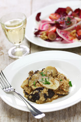 fresh porcini mushroom risotto and radicchio rosso salad