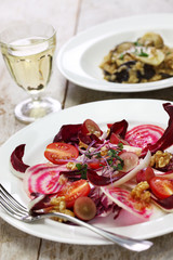 radicchio rosso salad and fresh porcini mushroom risotto