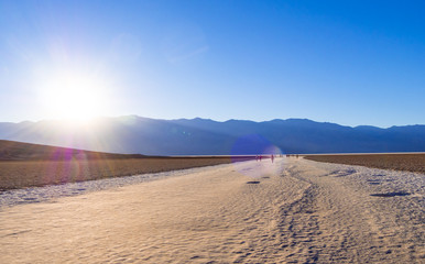 Fototapeta na wymiar The amazing landscape of Death Valley National Park Badwater salt lake