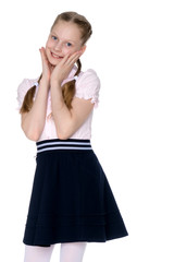 Portrait of a little girl close-up.