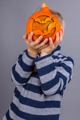 Kind, Kürbis, Halloween