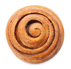 Sweet cinnamon roll on white background