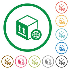 Worldwide package transportation flat icons with outlines