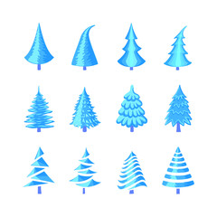 Obraz premium Christmas tree icons set