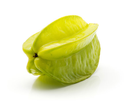 One carambola isolated on white background.