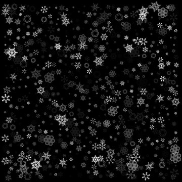 Black Christmas snowflakes background. Vector illustration