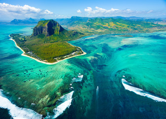 Aerial view of Mauritius island - obrazy, fototapety, plakaty