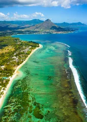 Papier Peint photo Le Morne, Maurice Aerial view of Mauritius island
