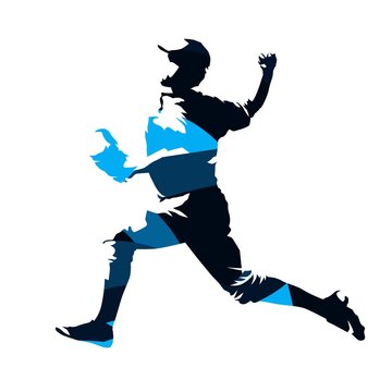 Baseball player, abstract blue vector silhouette