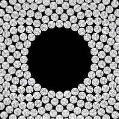 3D illustration isolated group of diamonds round frame
