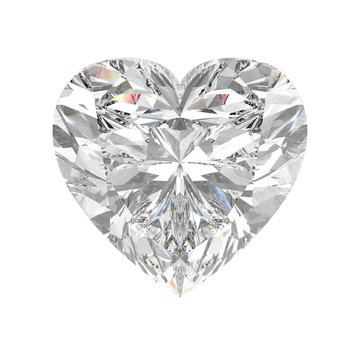 3D illustration isolated heart diamond stone