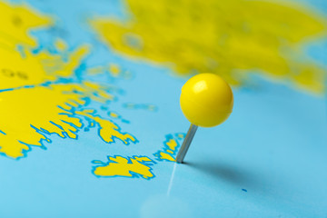 Travel destination points on a map