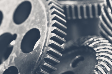 Close-up view of stack of gears