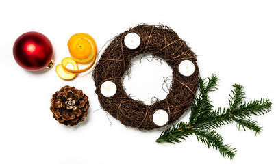 Top view of a Christmas advents wreath