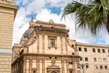 View of Santa Caterina church facade, that overlooking the Bellini square in Palermo, Italy
