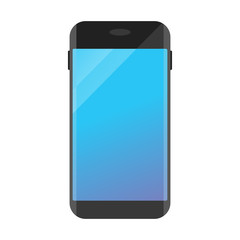 black smartphone with blue screen