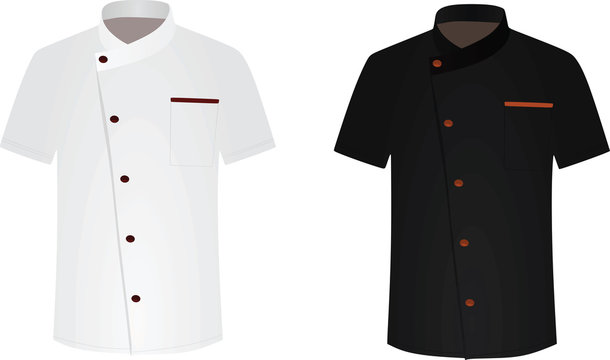 Black and white chef shirt. cook uniform. vector illustration