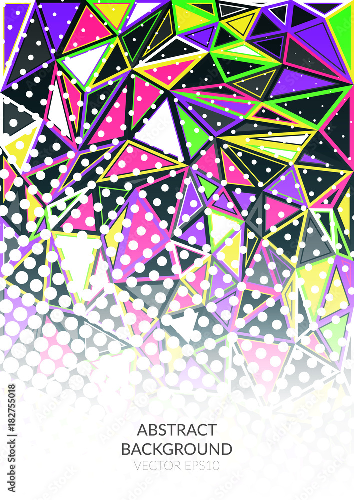 Poster abstract background of points and treugolnkov. the polygonal style.