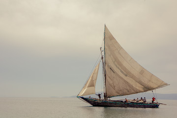 A Hatian sailboat in the harbor