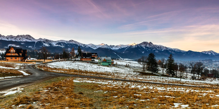 Panorama of Tatra mountains from Gawlaki