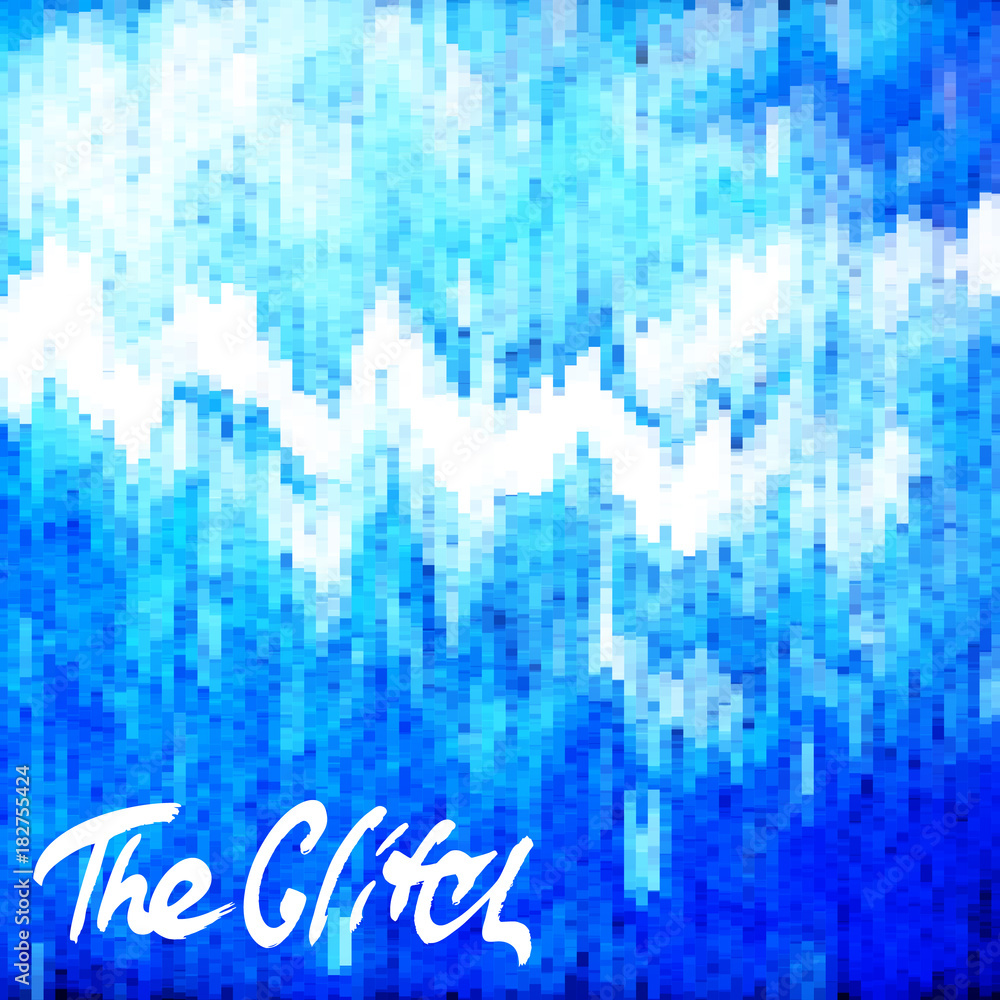 Poster glitched abstract vector background made of colorful pixel mosaic. digital decay, signal error, tele