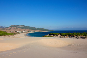 Beach. Summer beach view. Beach Bologna, Tarifa, Spain.