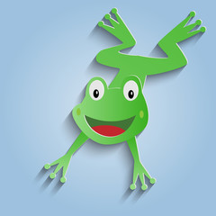 Frog Paper cut art, vector illustration