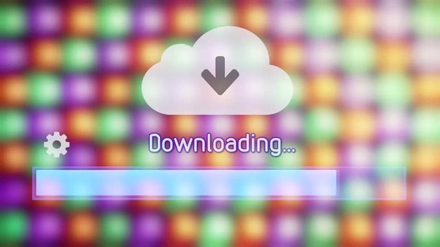 Downloading a file or resource from the cloud. Colorful leds background.
