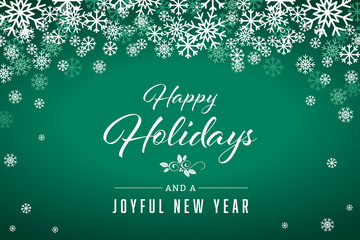 Green Happy Holidays and Joyful New Year Vector Illustration 1