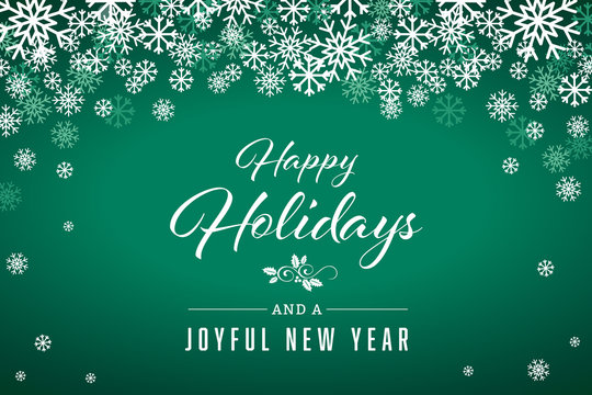 Green Happy Holidays and Joyful New Year Vector Illustration 1