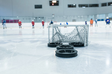 lines and trainin net on ice ring