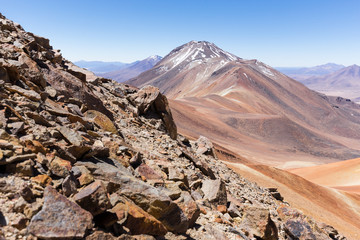 Volcano mountains landscape Salar De Uyuni, travel Bolivia