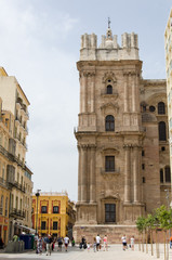 Fototapeta na wymiar malaga spanienThe Cathedral of Malaga, Spain, was finished in 1782. It is one of the biggest cathedrals in the country and is located at the core of the city.