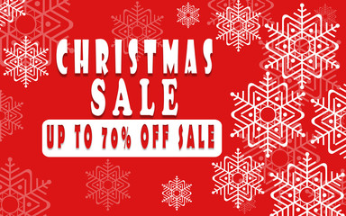 Fototapeta na wymiar Christmas sale banner for booklet 70%, holiday flyer, poster, advertising logo, leaflet for the store template design. The modern image for social media. New Year Style, bright colors.