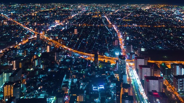 Time-lapse of the Osaka cityscape from high above