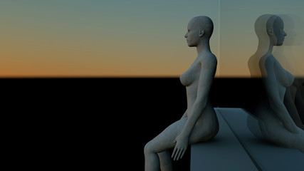 Obraz premium Woman Staring in the Horizon