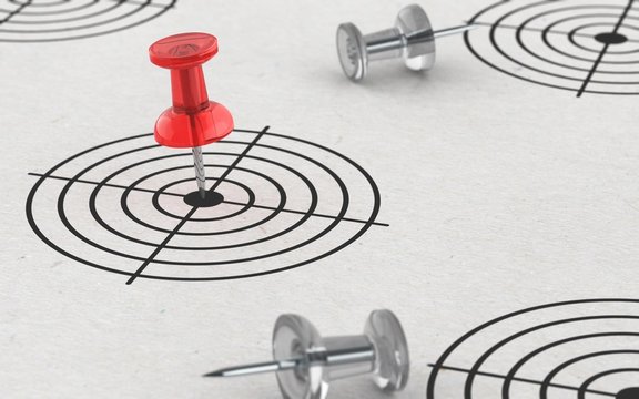 Ziele setzen und erreichen - Rote Pinnadel