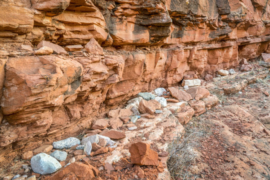 fallen rocks at canyon bottom