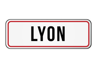 Panneau entrée ville France Lyon, 
