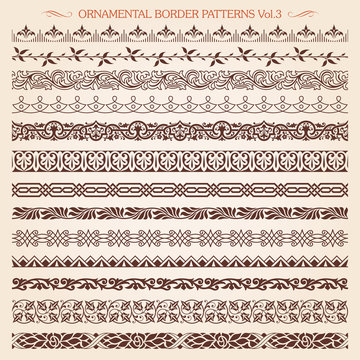 Ornamental border frame line vintage patterns 3 vector