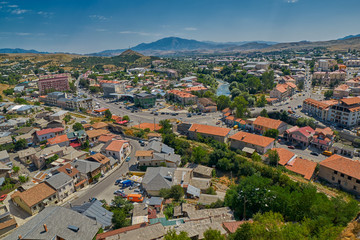 Fototapeta na wymiar Akhaltsikhe town aerial panorama