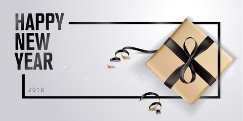 Happy New Year greeting card. Vector illustration concept for greeting cards, web banner, flayer brochure, party invitation card.