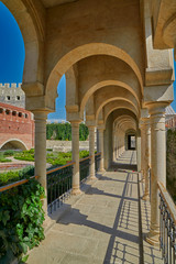 AKHALTSIKHE, GEORGIA - 08 AUGUST 2017: Passage with columns in Rabati (Lomisa) castle