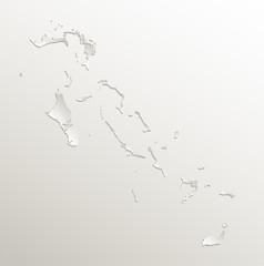 Bahamas map card paper 3D natural vector