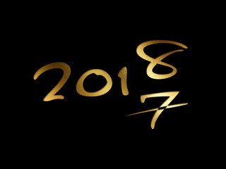 Golden glitter isolated hand writing word year 2018