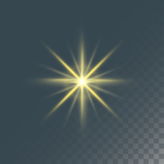 Glowing lights effect and stars effect glow blur stars isolated on dark transparent background vector illustration.