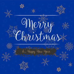 Postal de navidad con copos de nieve de fondo